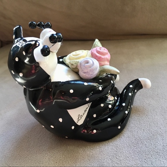 2001 Amy Lacombe Ceramic Black Polka Dot Tuxedo Cat Collectible Figurine - Picture 5 of 16